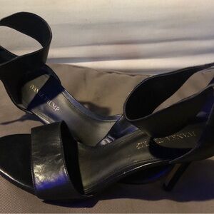 Ivanka Trump Black Leather Open-Strap Stiletto Heels